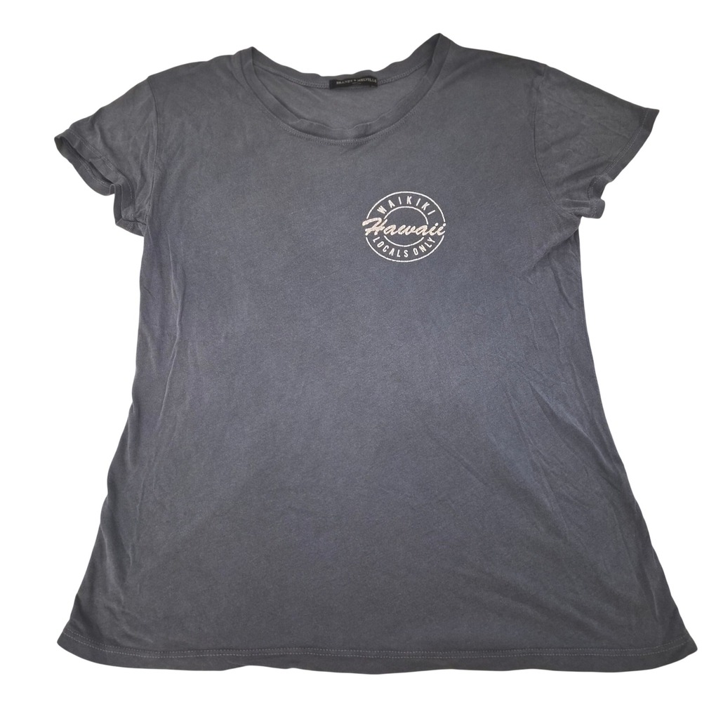 Brandy Melville Waikiki Hawaii Locals Only Graphic Tee Blue Grey One Size